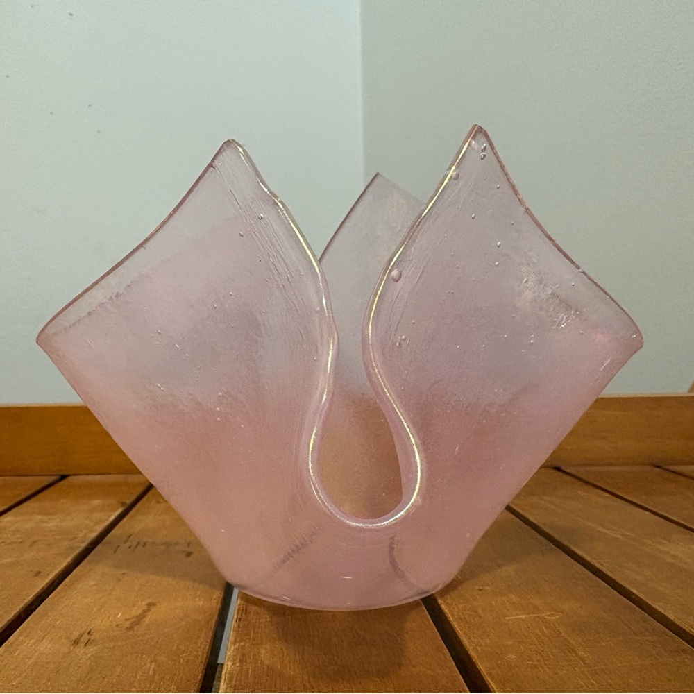Blush Pink Art Glass Decorative Vase/Candle Holder